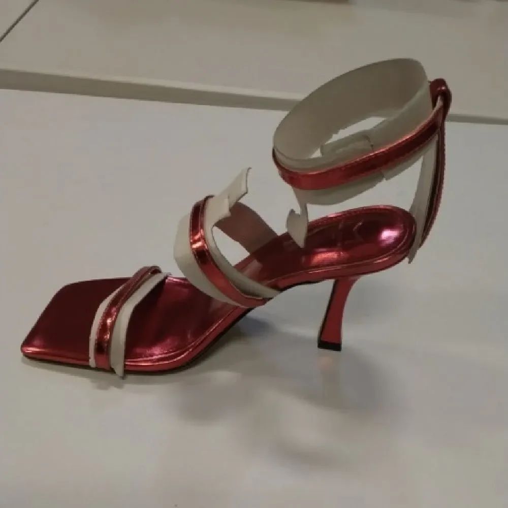 Marc Fisher Red and White Strappy Heels